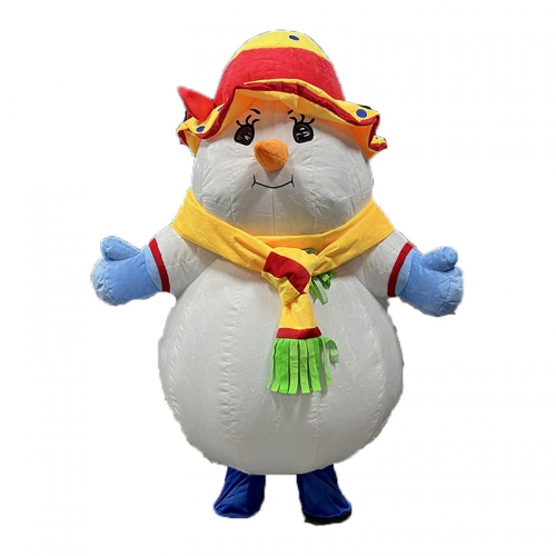 Big Inflatable Snowman Costume Full Body Plush New Year Fancy Dress Snowman Mascot Adult Size Blow Up Suit