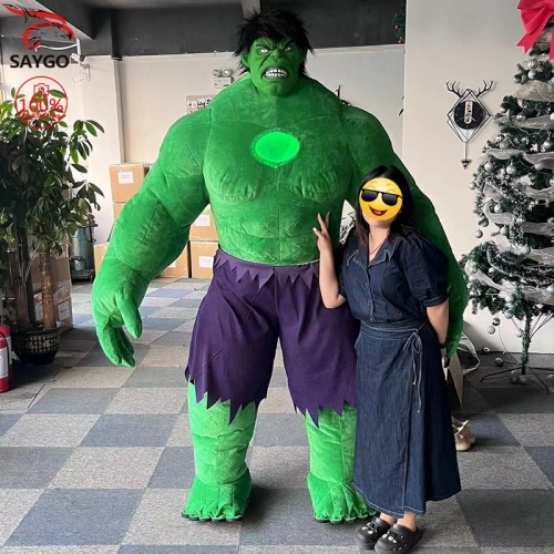 2.2m Giant Realistic Inflatable Hulk Costume for Entertainment Adult Character Blow Up Furry Mascot