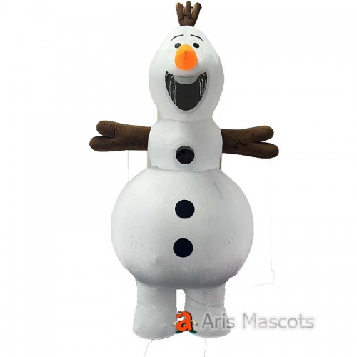 2m / 2.6m Inflatable Olaf Snowman Costume Adult Full Body Cartoon Character Blow Up Mascot Suit