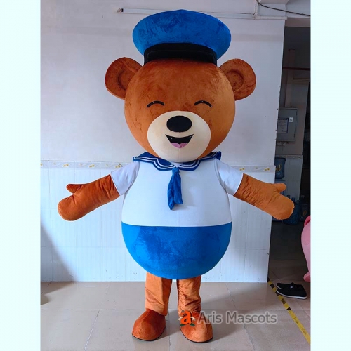 Adult Sailor Bear Mascot Costume Full Body Seaman Bear Outfit