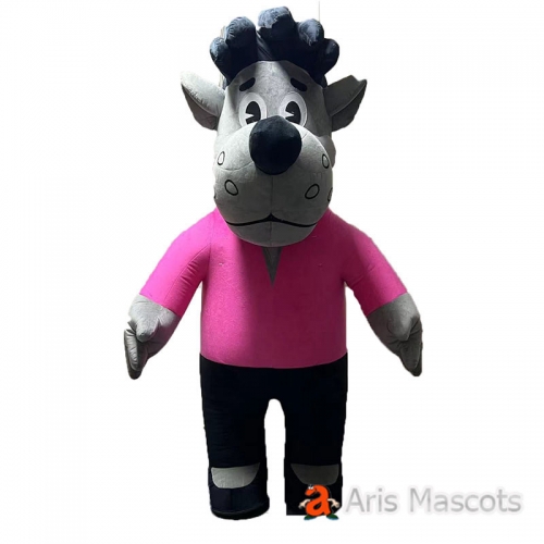 2.6m Inflatable Wolf Costume Cartoon Character Wolf Blow Up Mascot Suit for Entertainments