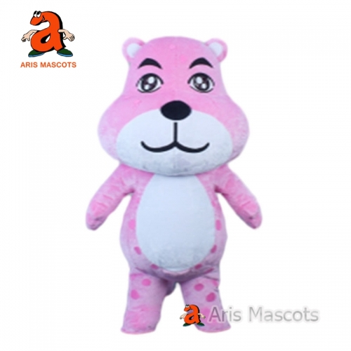 2m / 2.6m Adult Funny Pink Boy and Girl Cheetah Inflatable Suit Carnival Fancy Dress Blow Up Mascot