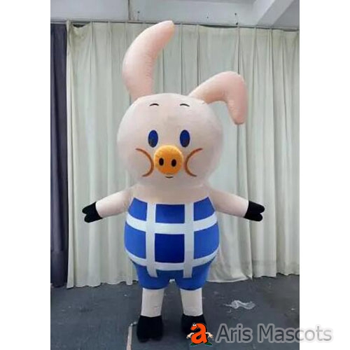 2m Inflatable Pig Costume Animal Character Blow Up Mascot Suit for Events Party