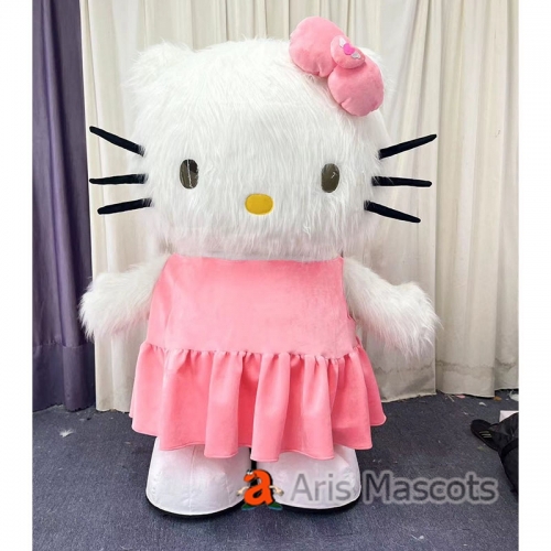 Giant Inflatable Furry Hello Kitty Costume for Entertainment Cartoon Character Blow Up Mascot Suit
