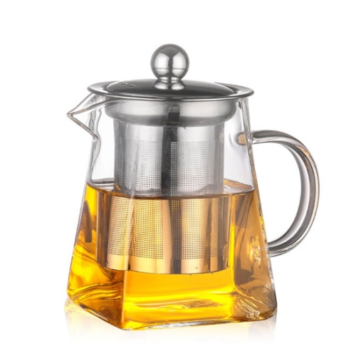 3 Sizes Good Clear Borosilicate Glass Tea pot With 304 Stainless Steel Infuser Strainer Heat Coffee Sqaure Tea Pot Tool Kettle Set
