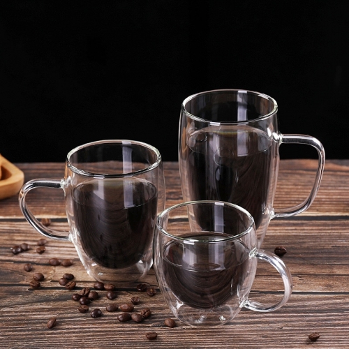 Transparent Glass Coffee Cup Milk Whiskey Tea Beer Double Heat Resistant Cocktail Vodka Wine Mug Drinkware Tumbler Cups