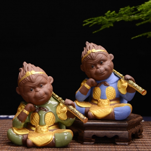 Purple Clay Monkey King Tea Pets Ceramic Office Ornaments Tea Ceremony Accessories Practical Small Gifts Jewelry Kung Fu Tea