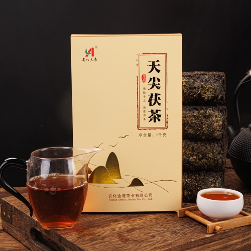 China Anhua Authentic Dark Tea Golden Flower Fu Brick Old Black Tea Lose Weight Beauty Health Care Slimming 1000g