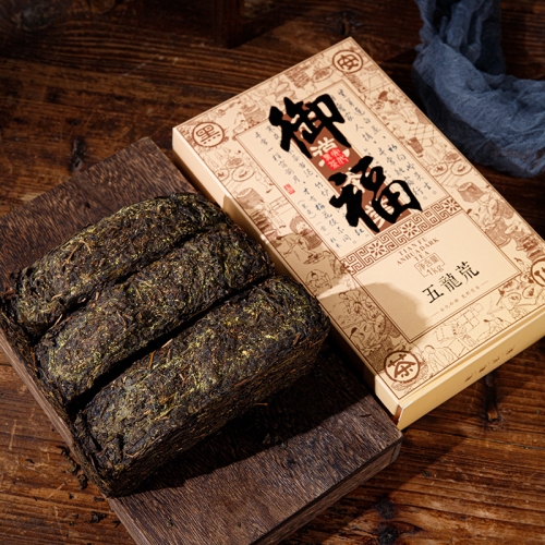 China 1000g Anhua Dark Tea Golden Flower Hand Building Fuzhuan Black Tea Heaven Royal Blessing Wastage Health Care