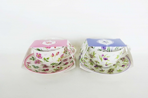 300CC new bone china cup and saucer with color sleeve