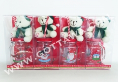 15oz glass mug with lid and bear, 1set/PVC box