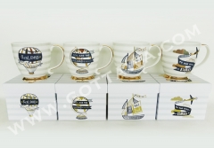 17oz new bone china mug with golden decal, 1pc/gift box