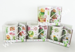 9oz new bone china mug with coaster in PVC box