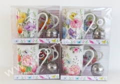 10oz new bone china mug with tea bag holder and infuser  in PVC box