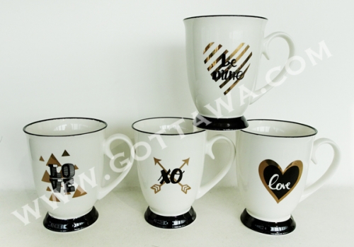 18oz new bone china mug with golden decal, bulk packing