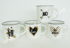 14oz new bone china mug with golden decal, bulk packing