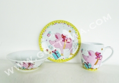 3pcs new bone china dinner set with color box