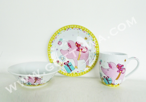 3pcs new bone china dinner set with color box