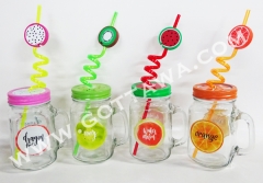 450ml glass mug with lid and straw, bulk packing