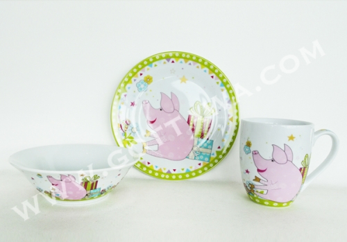 3pcs new bone china dinner set with color box