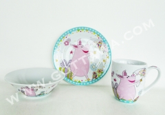 3pcs new bone china dinner set with color box