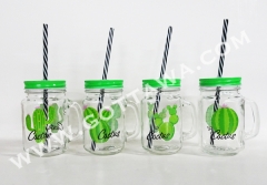 450ml glass mug with lid and drink straw, bulk packing