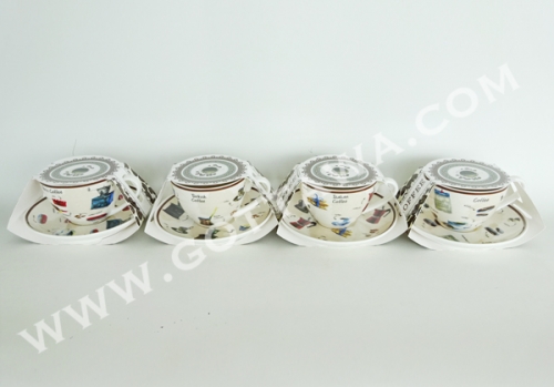 180cc new bone china cup and saucer with color sleeve