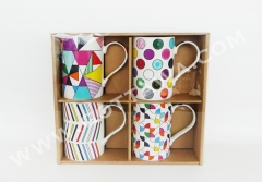 Set of 4pcs 12oz new bone china mug with PVC box