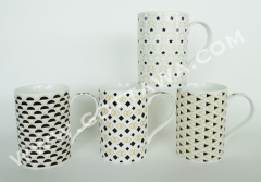 set of 4pcs 12oz new bone china mug with PVC box
