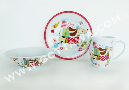 3pcs porcelain dinner set with color box