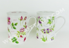 10oz new bone china mug with lid, bulk packing