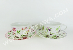 300CC new bone china cup and saucer with color sleeve