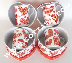 9oz new bone china mug with heart shape gift box