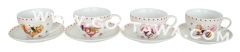 300cc new bone china cup and saucer with color sleeve