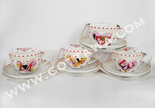 300cc new bone china cup and saucer with color sleeve