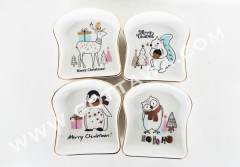 4pcs new bone china snack dish, 1set/color box with PVC cover