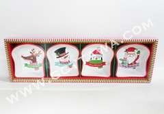 4pcs new bone china snack dish, 1set/color box with PVC cover