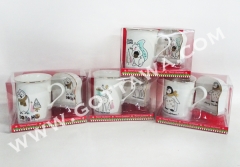 9oz new bone china mug with snack dish, 1set/PVC box