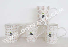 4pcs of 12oz new bone china mug, 1set/brown box with PVC cover