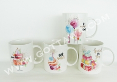 11oz new bone china mug with coaster, 1set/color box