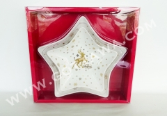 2pcs new bone china star shape plate, 1set/color box with PVC cover