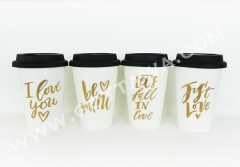 14oz new bone china single wall coffee mug with silicone lid, bulk packing