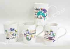 12oz new bone china mug with spoon, 1set/color box