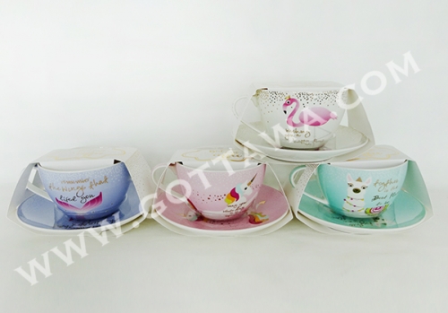 300cc new bone china cup and saucer, 1set/color sleeve