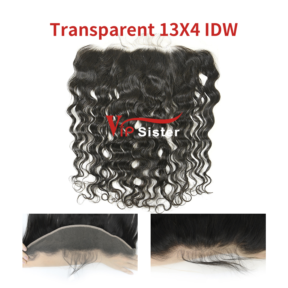 #1b Brazilian Virgin Human Hair Transparent 13x4 Lace Frontal Indian wave