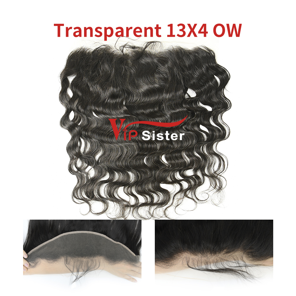 #1b Brazilian Virgin Human Hair Transparent 13X4 Lace Frontal Ocean Wave