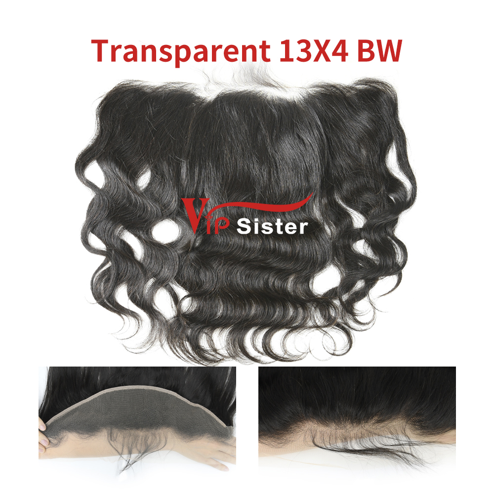 #1b Brazilian Virgin Human Hair Transparent 13x4 Lace Frontal Body Wave