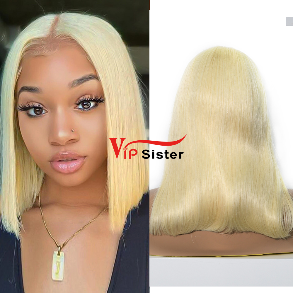 Blonde Straight Natural Color Transparent Lace 13X4 Bob Wig