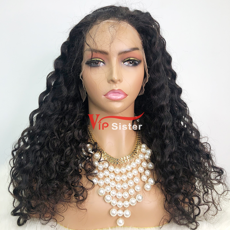 Natural #1b Brazilian Virgin Human Hair Transparent Lace 13x4 frontal wig italy curly
