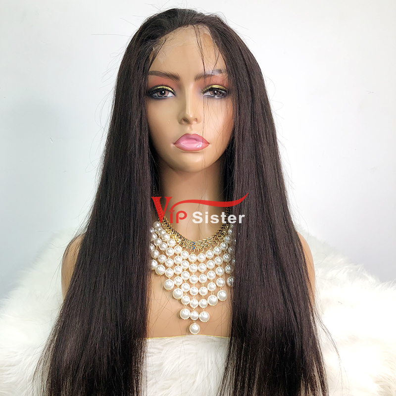 #1b Brazilian Raw Human Hair Transparent 4x4 closure wig straight